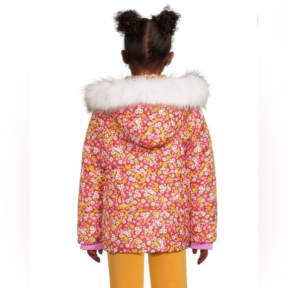 Girls Puffer Coat with Faux Fur Trim Hood, Size 12 NWT - Picture 2 of 6